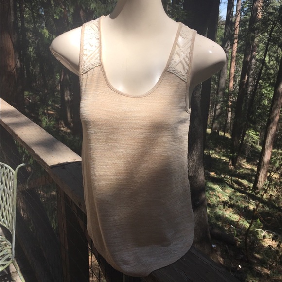 Miss Me Tops - Miss Me lace back creamy knit tank top